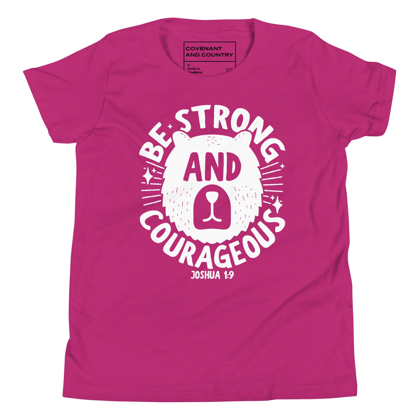 Be Strong and Courageous Youth Berry Pink T-Shirt