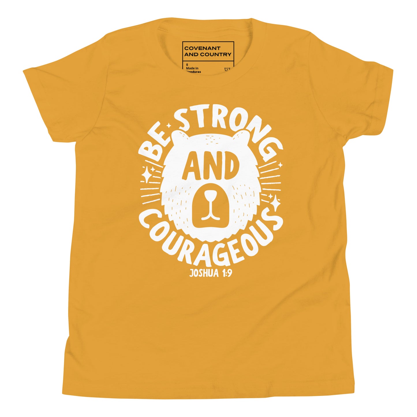 Be Strong and Courageous Youth Mustard Yellow T-Shirt