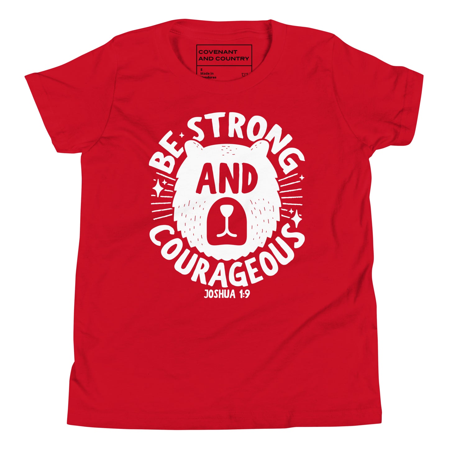 Be Strong and Courageous Youth Red T-Shirt