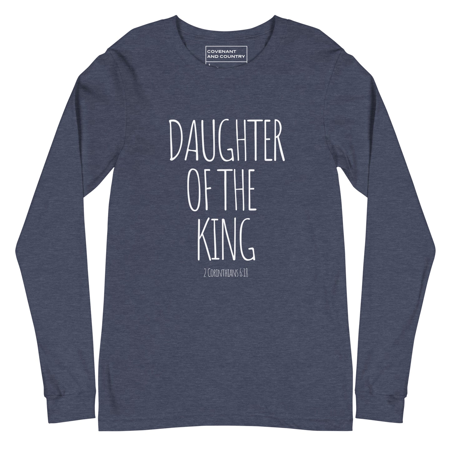 Daughter of the King Heather Navy Long Sleeve Shirt