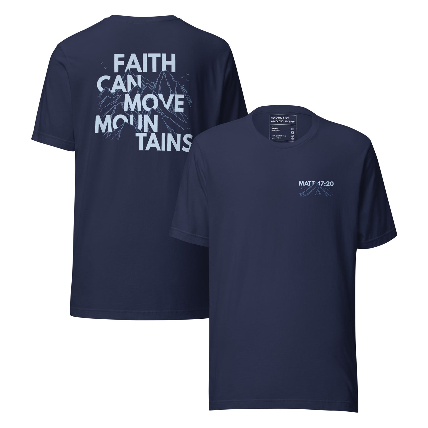 Faith Can Move Mountains Matthew 17 20 T-Shirt Navy