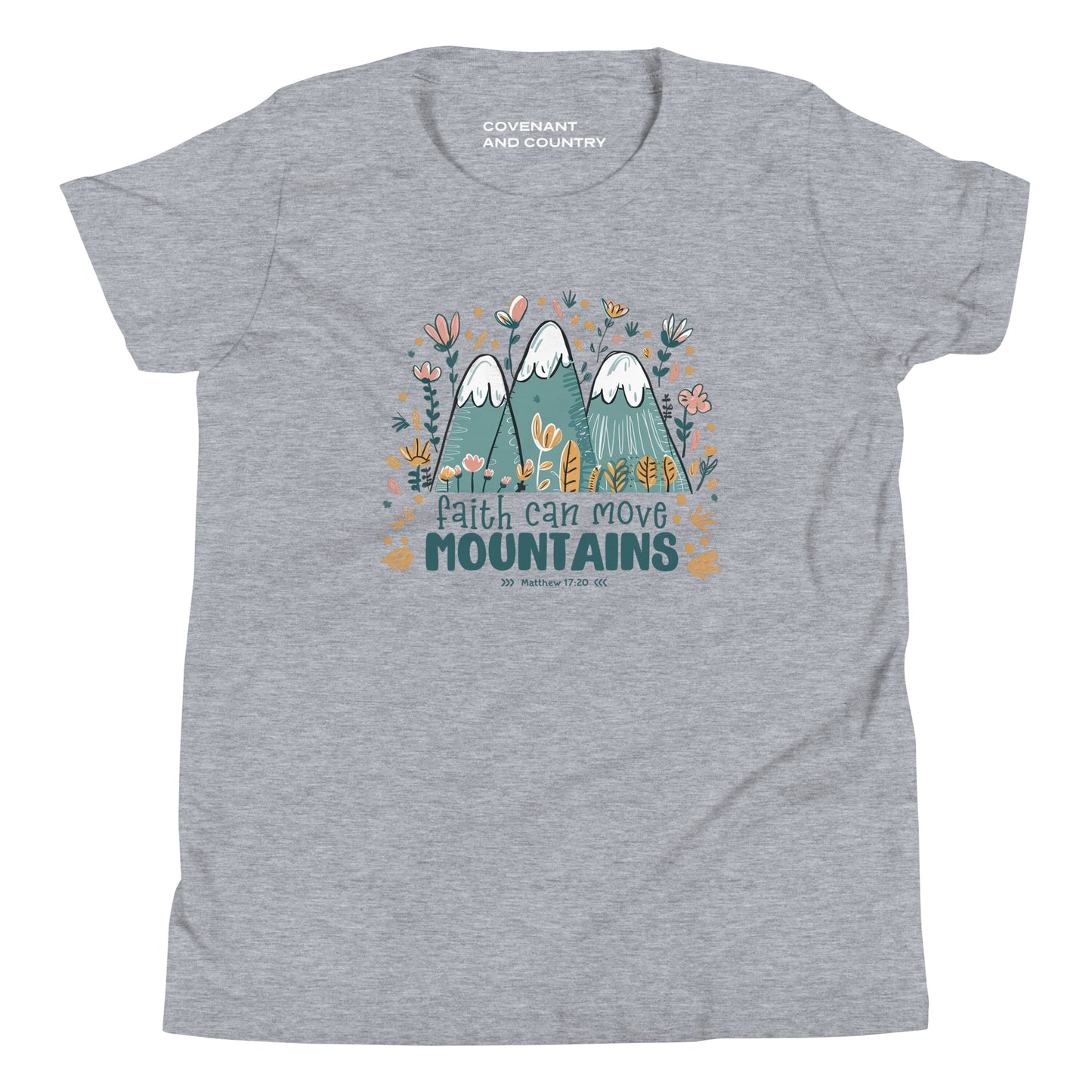 Faith Can Move Mountains Youth Light Grey T-Shirt