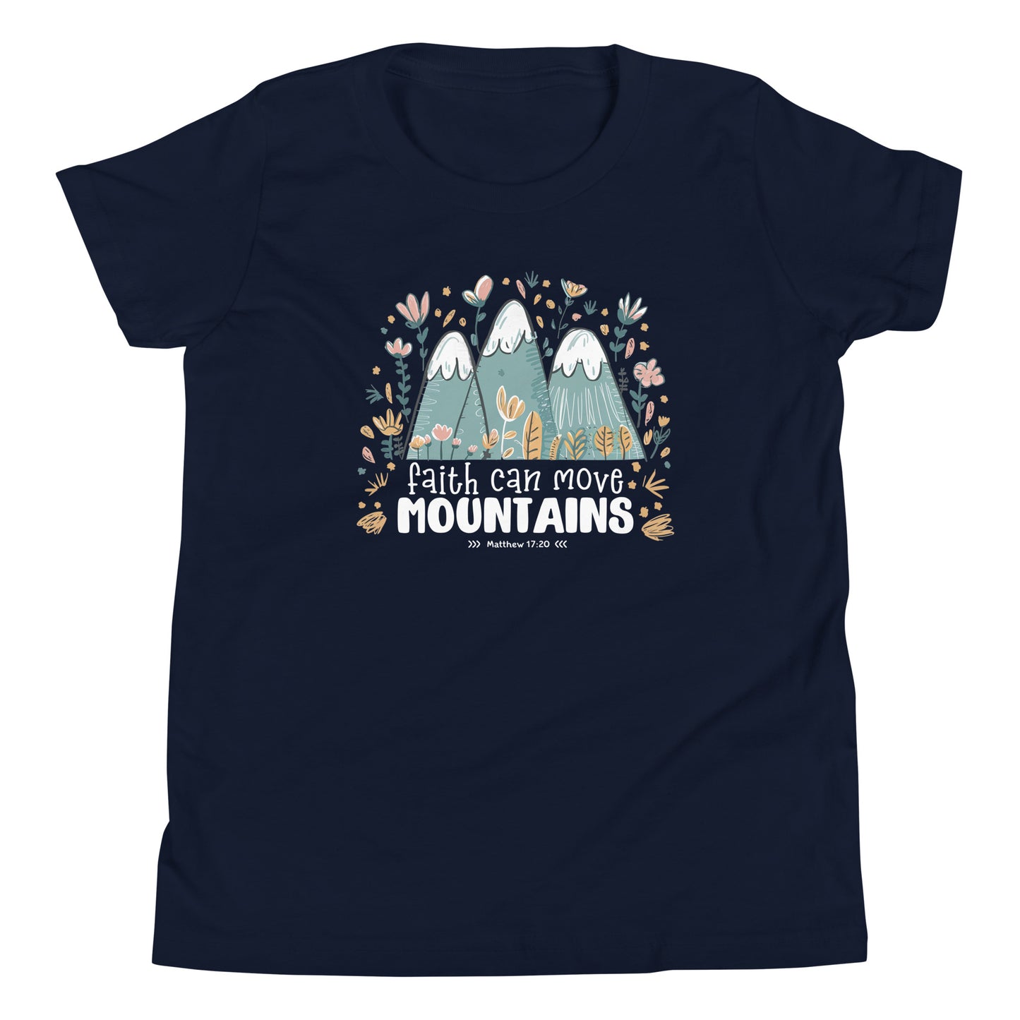 Faith Can Move Mountains Youth Navy T-Shirt