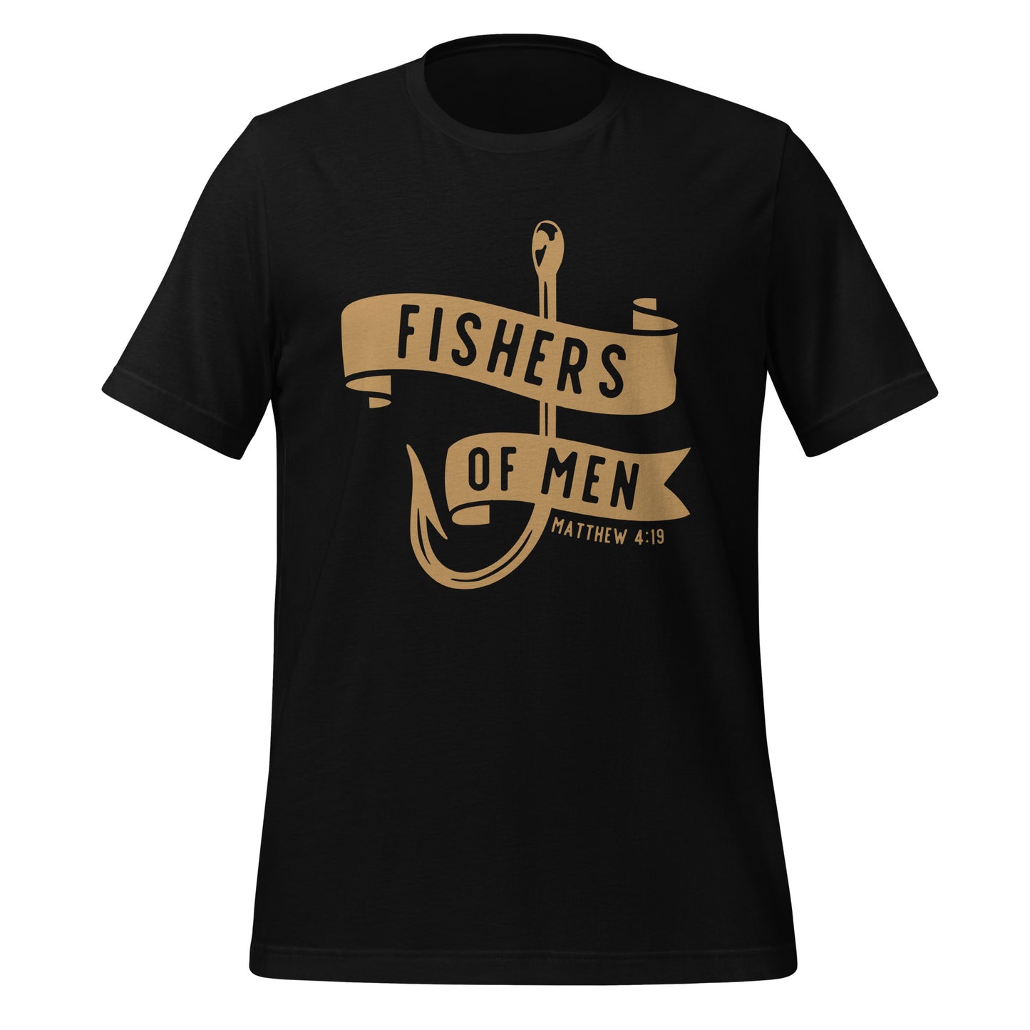 Fishers of Men Hook T-Shirt Black with Golden Lettering