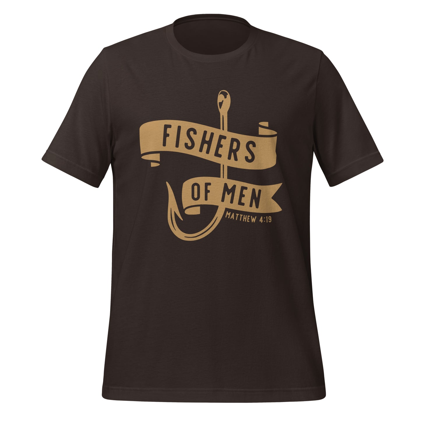 Fishers of Men Hook T-Shirt Brown with Golden Lettering