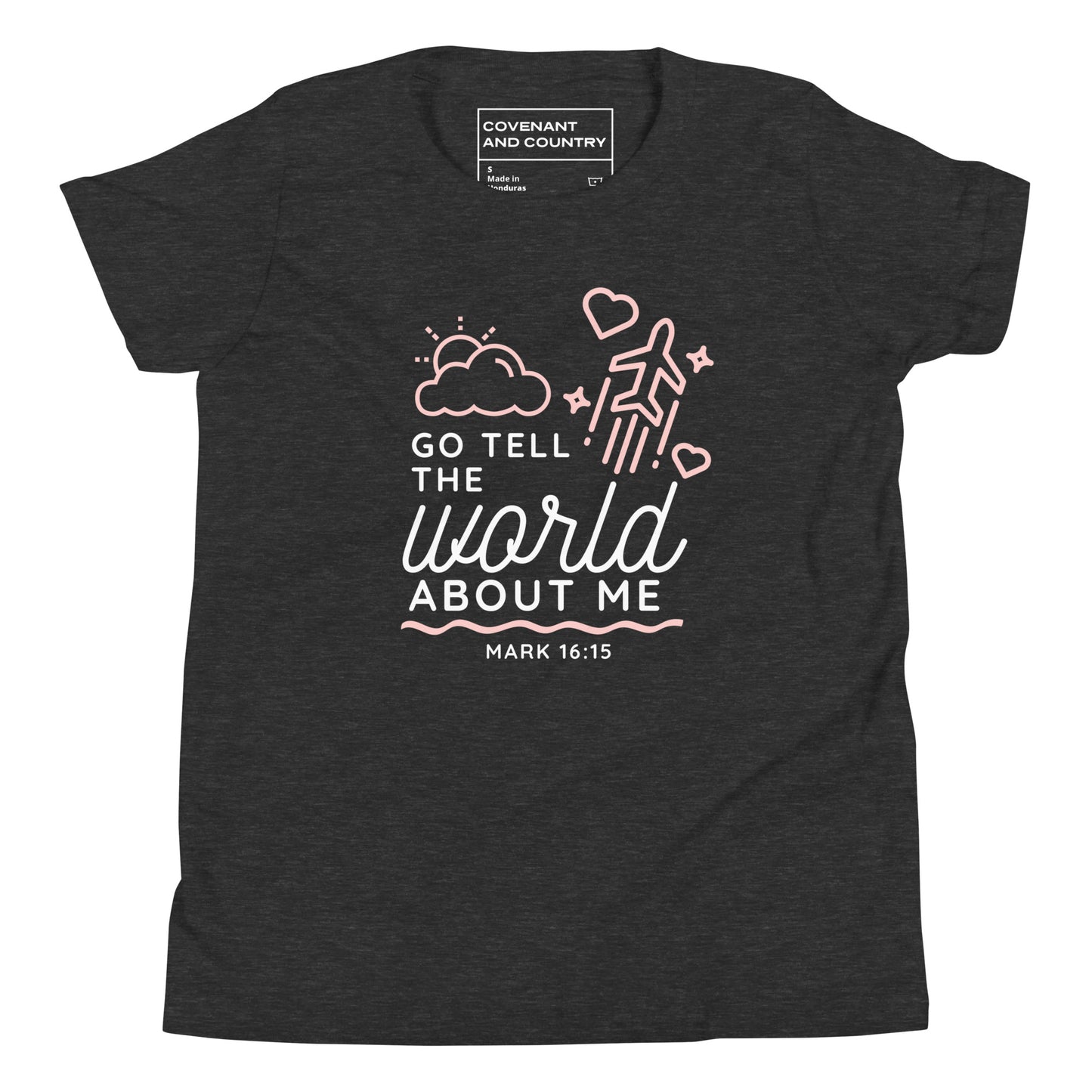 Go Tell The World About Me T-Shirt Youth Heather Grey