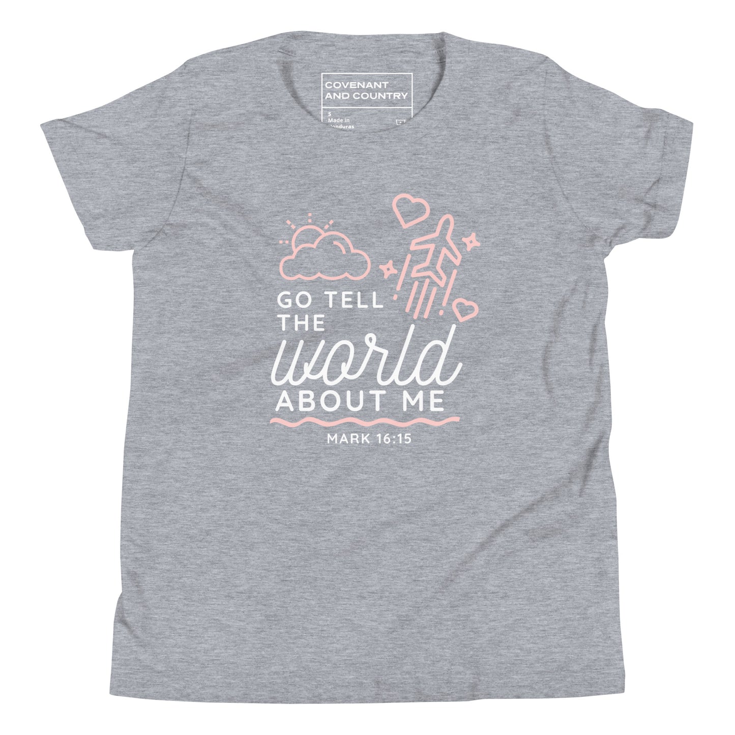 Go Tell The World About Me T-Shirt Youth Heather Light Grey