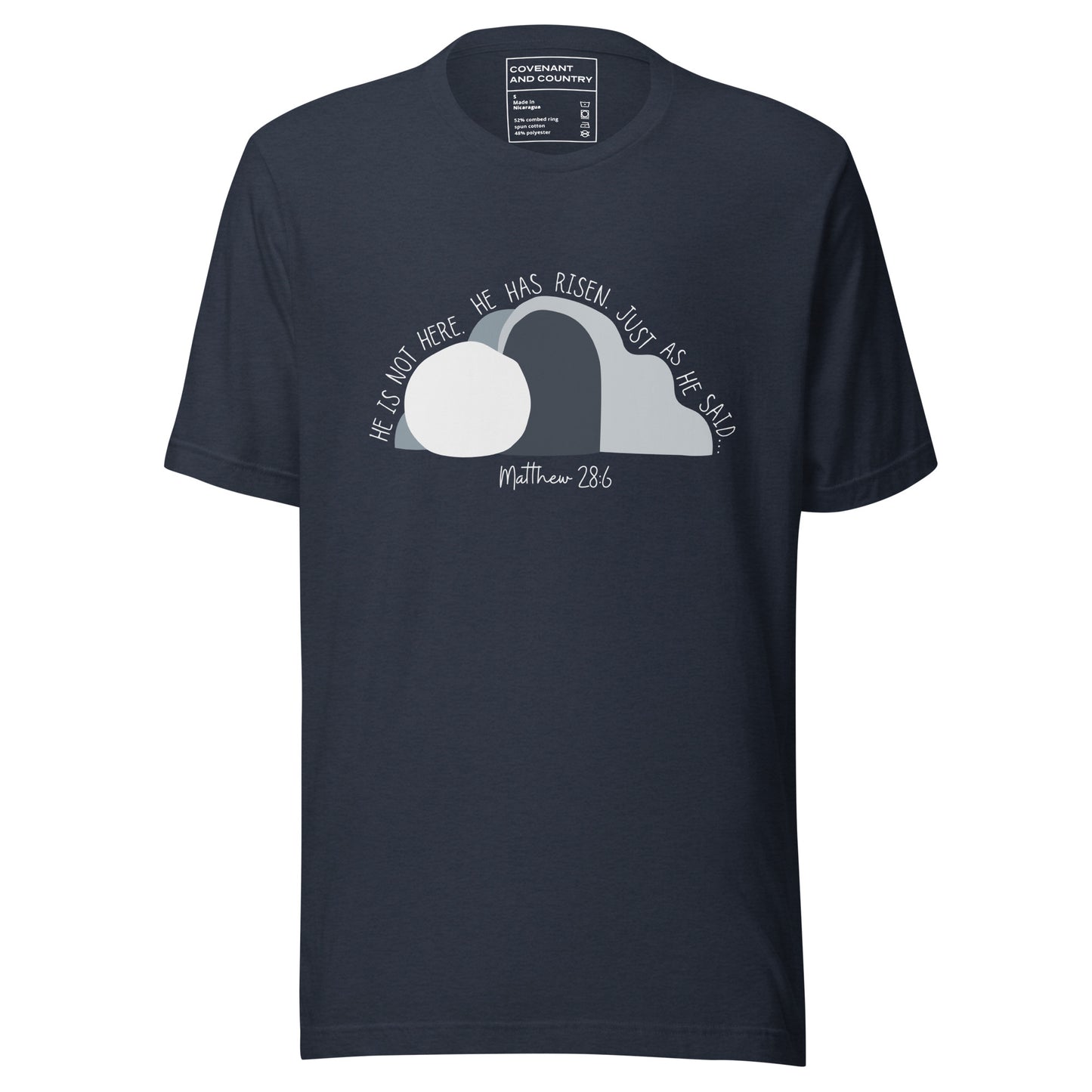 He Is Risen T-Shirt Heather Navy