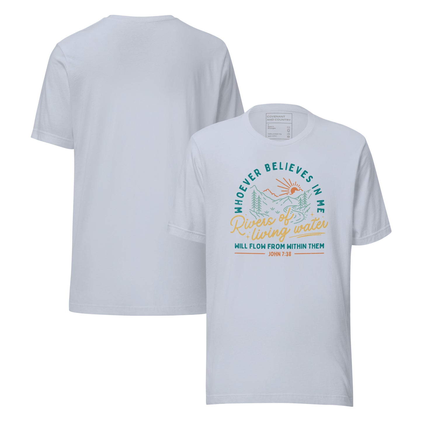John 7:38 Rivers of Living Water Light Blue T-Shirt