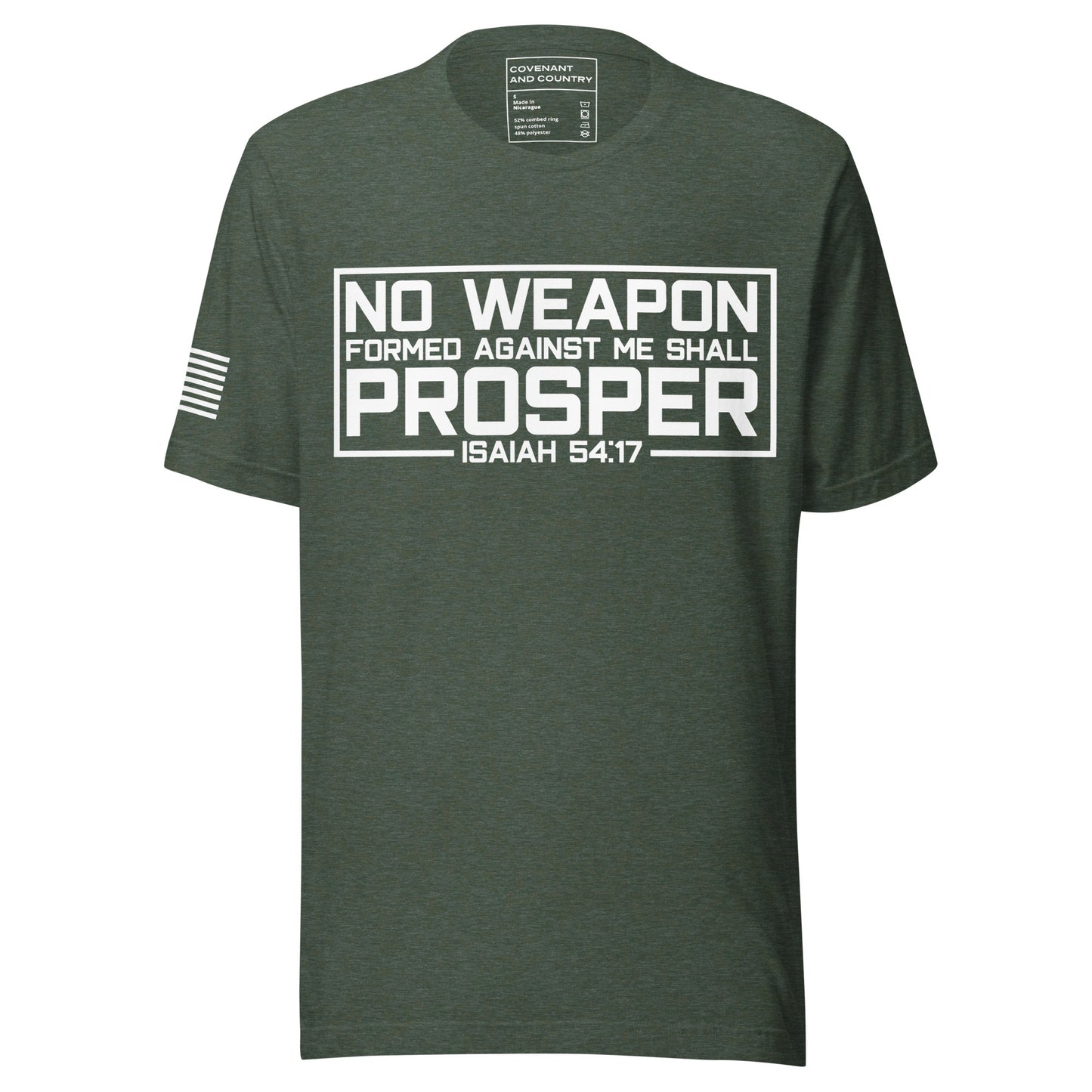 No Weapon Formed Heather Forest Green Front
