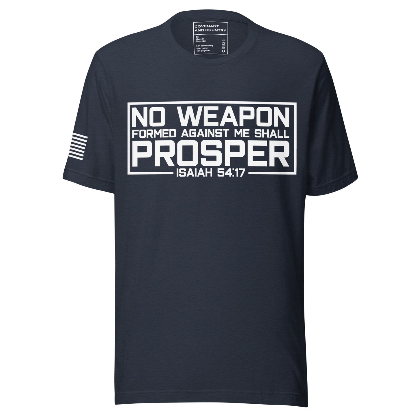 No Weapon Formed Heather Navy Front
