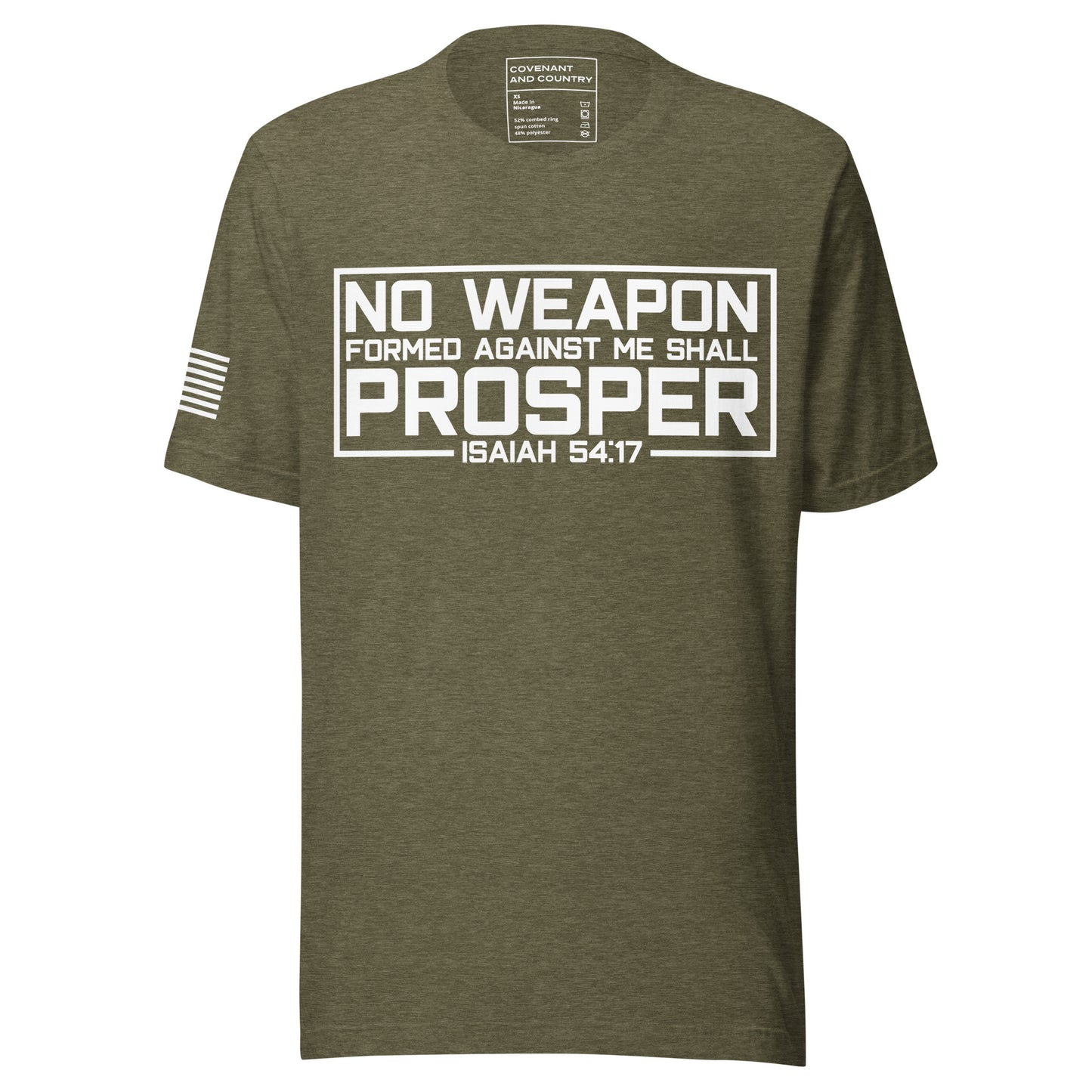 No Weapon Formed Heather Olive Front