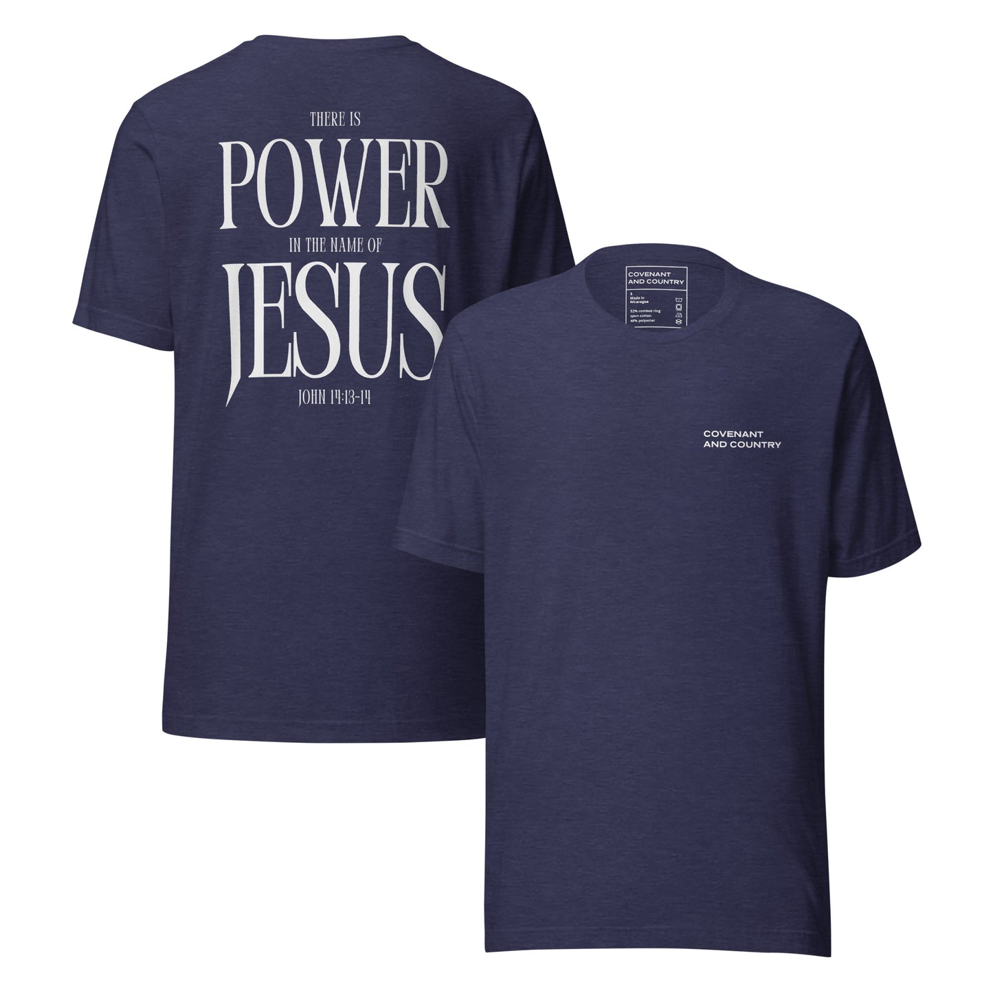 Power of Jesus T-Shirt Heather Midnight Navy