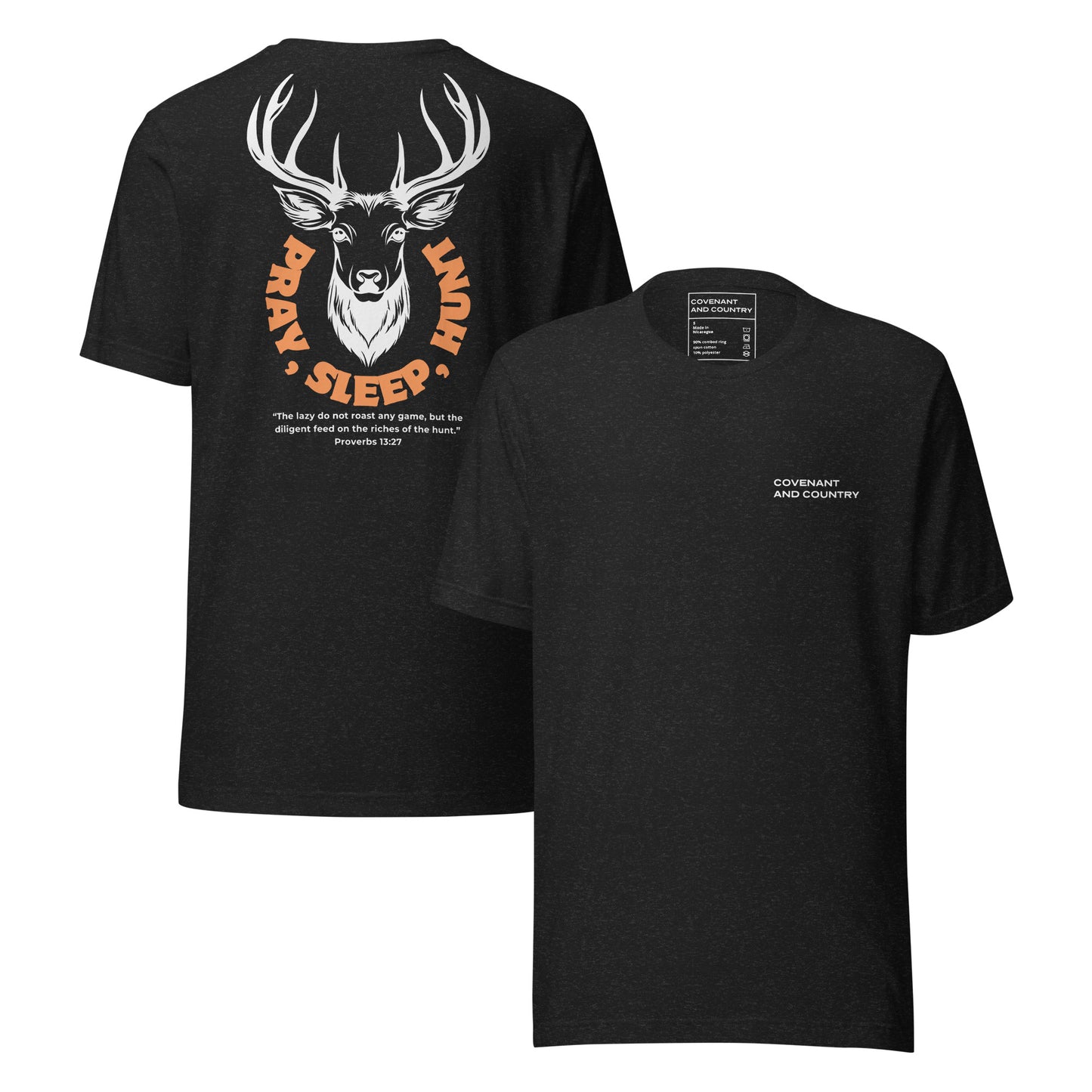 Pray Sleep Hunt T-Shirt Heather Black