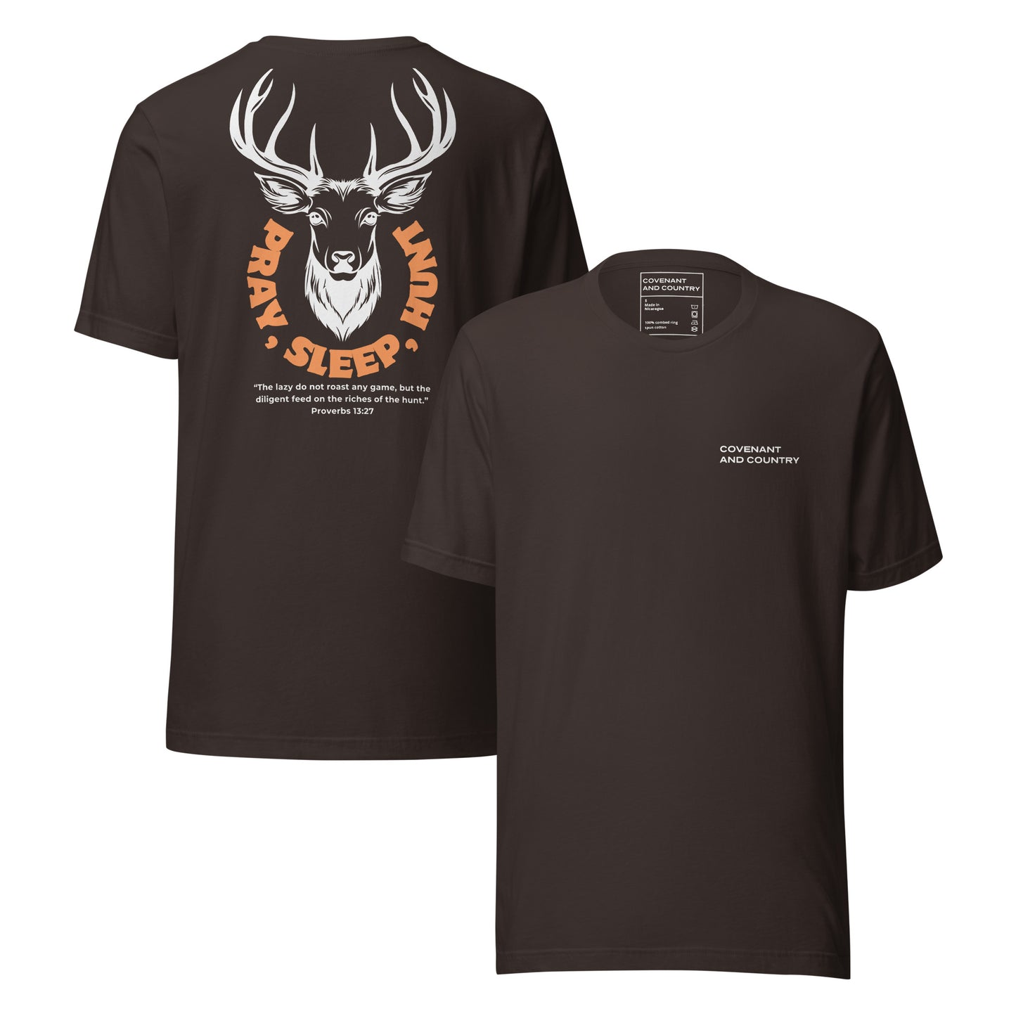 Pray Sleep Hunt T-Shirt Heather Brown