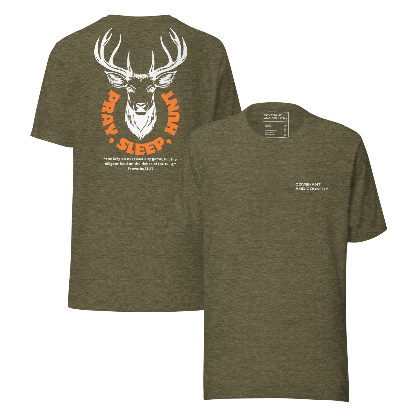 Pray Sleep Hunt T-Shirt Heather Olive