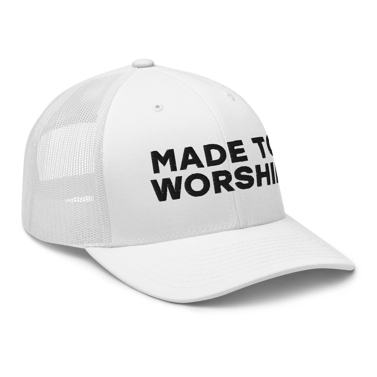 Retro Trucker Hat White Side Made To Worship
