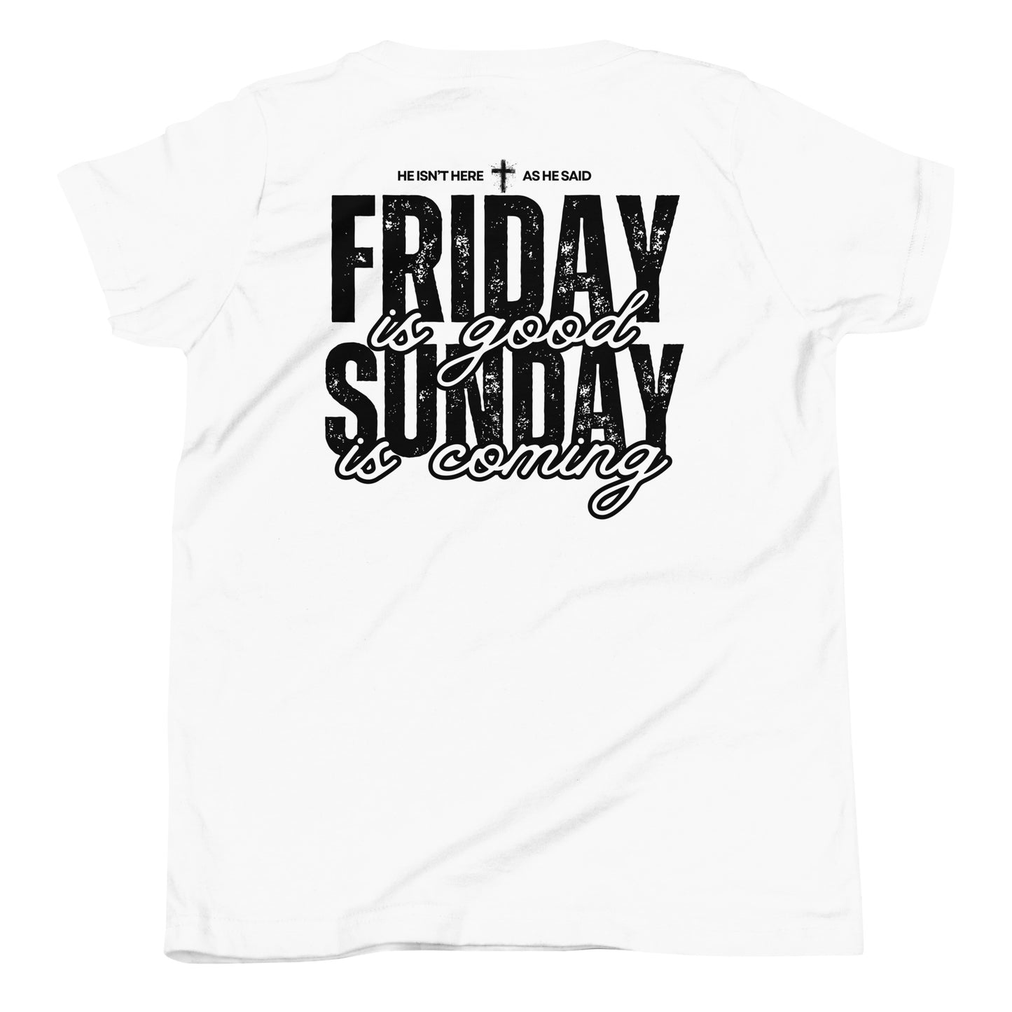 Sunday is Coming Youth White T-Shirt Back