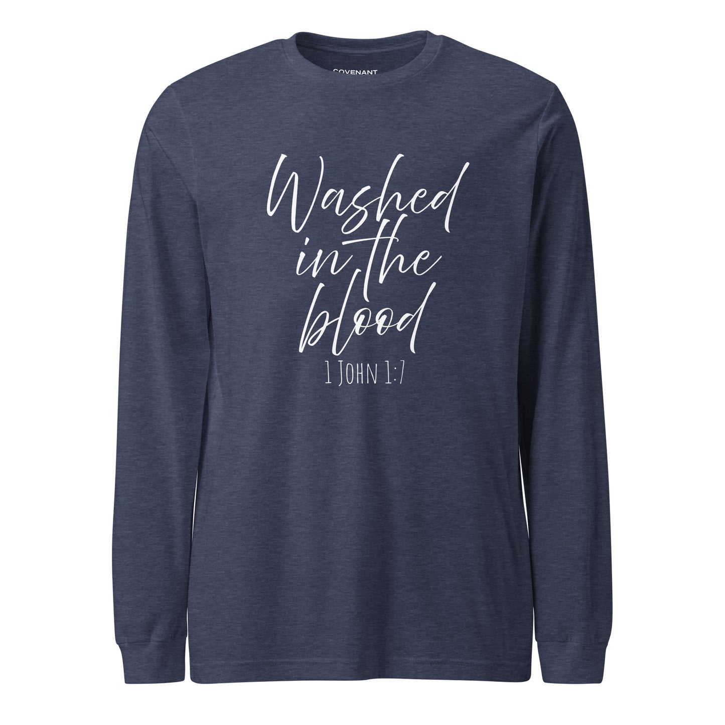 Washed in the Blood Heather Navy Long Sleeve Shirt