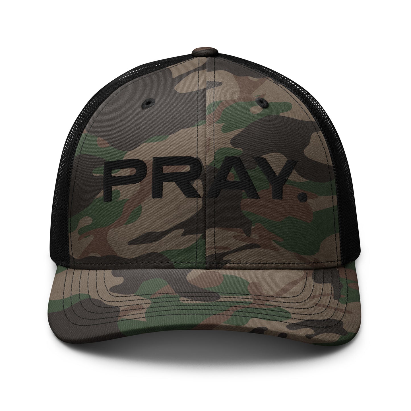 Camouflage Trucker Hat Camo Black Front Pray