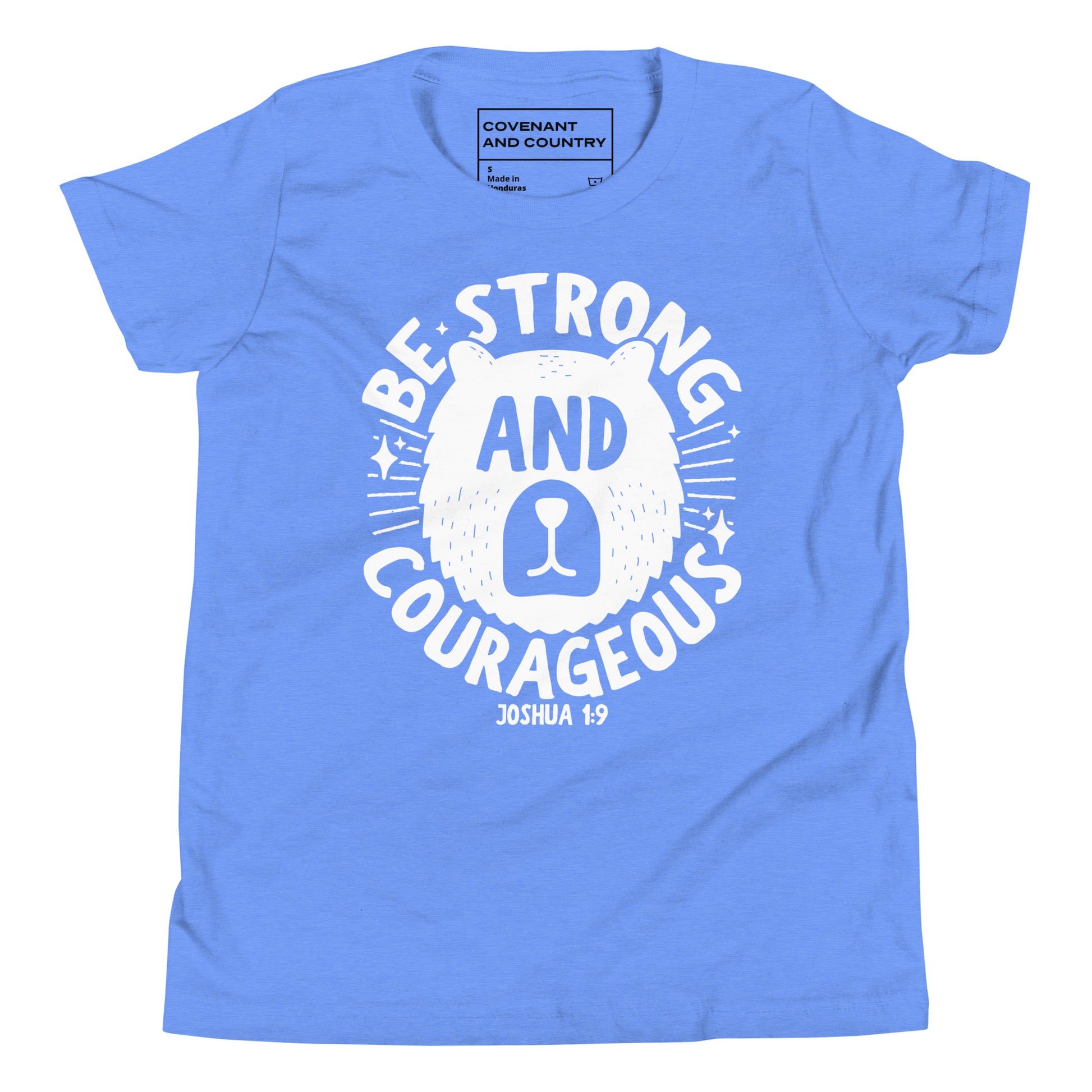 Be Strong and Courageous Youth Blue T-Shirt