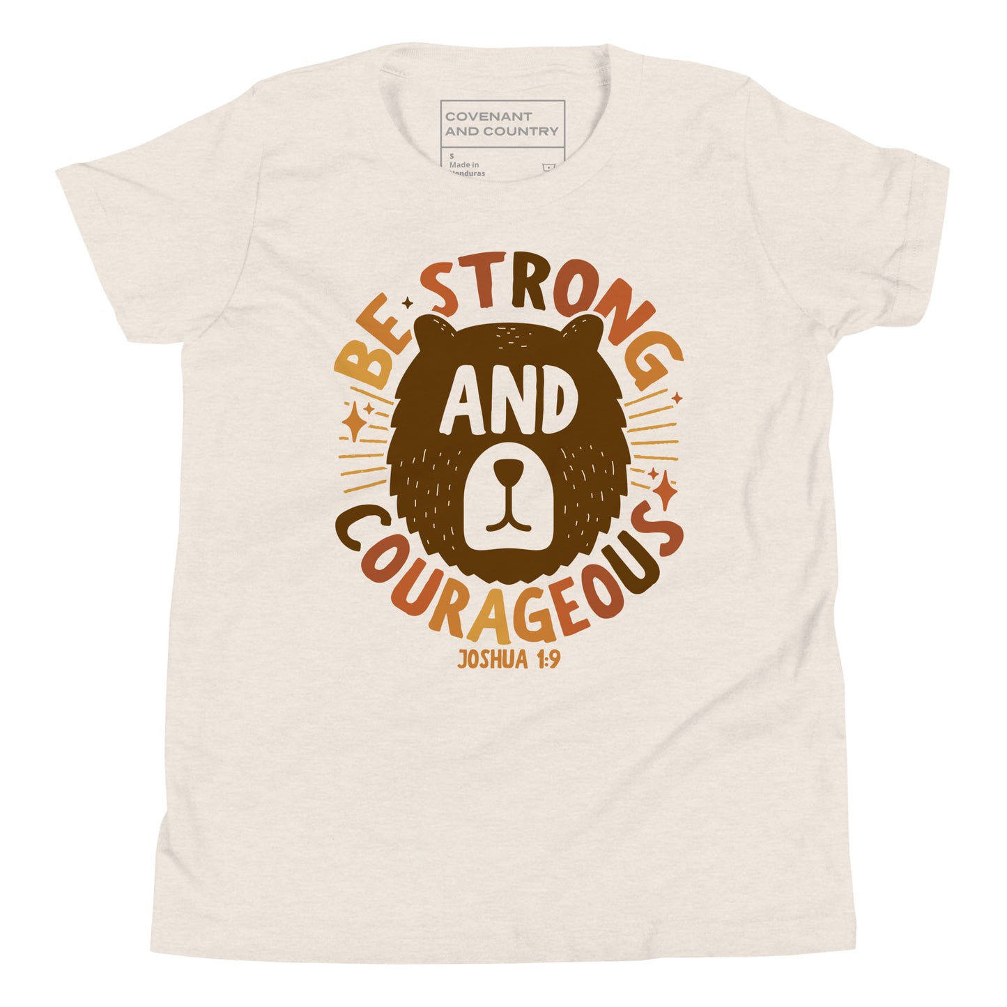 Be Strong and Courageous Youth Heather Dust T-Shirt