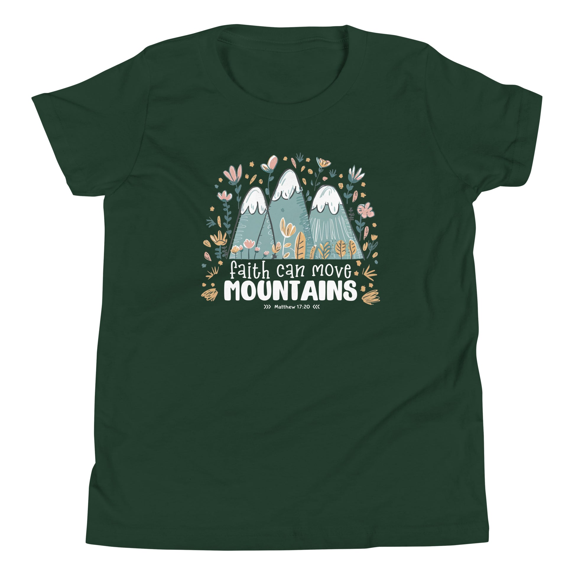 Faith Can Move Mountains Youth Forest Green T-Shirt