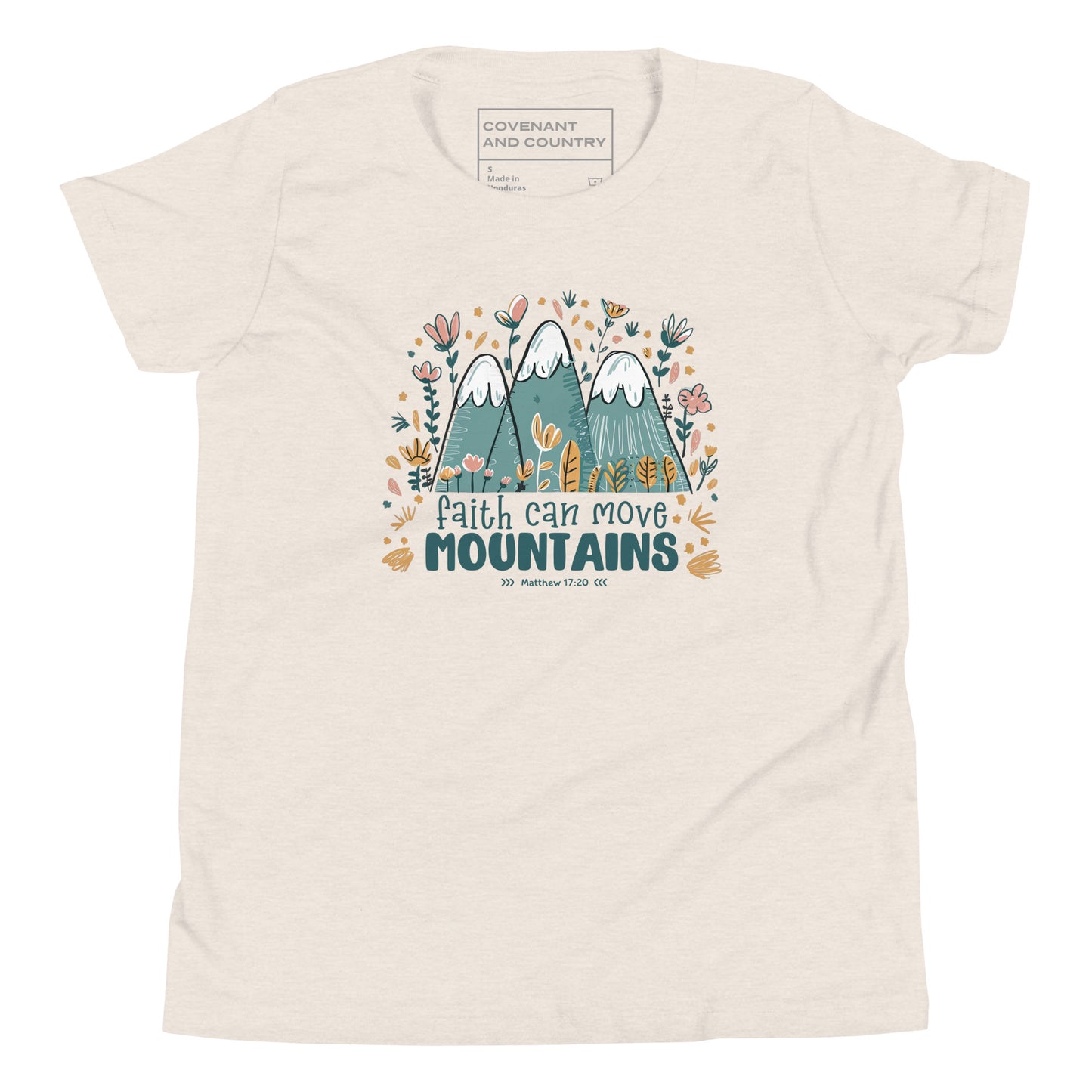 Faith Can Move Mountains Youth Heather Dust T-Shirt