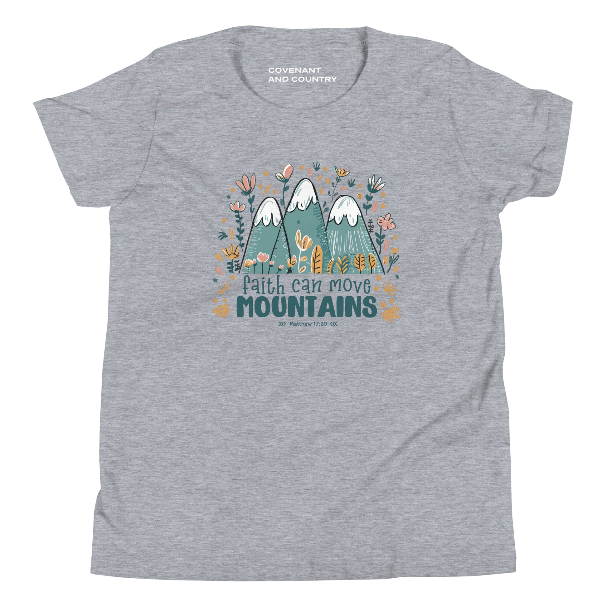 Faith Can Move Mountains Youth Light Grey T-Shirt