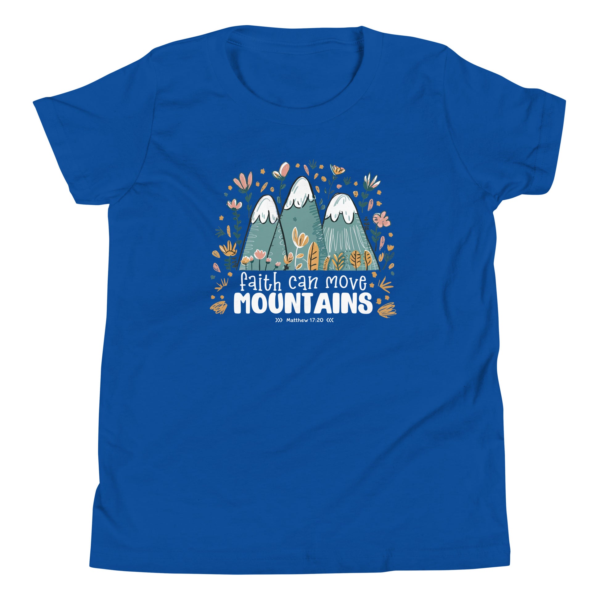 Faith Can Move Mountains Youth True Royal Blue T-Shirt