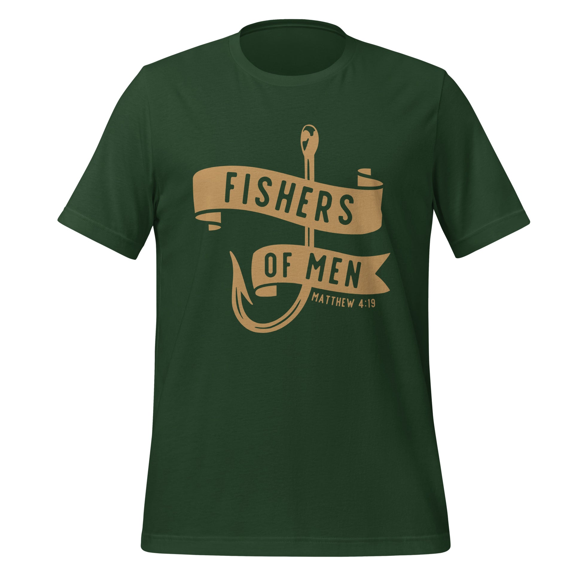 Fishers of Men Hook T-Shirt Forest Green with Golden Lettering