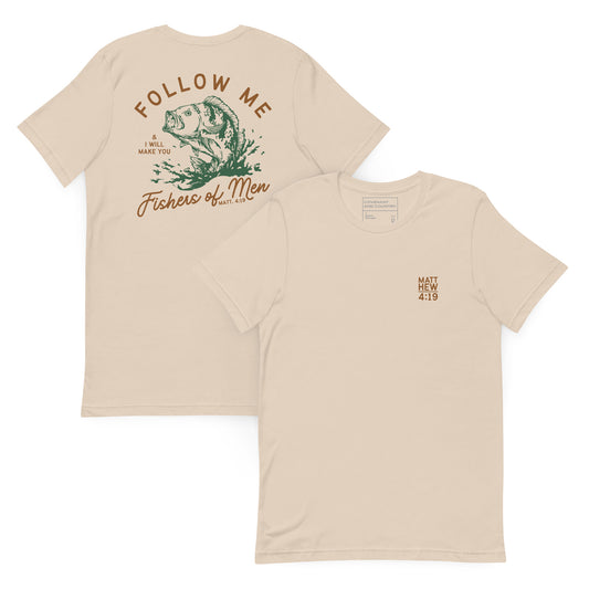 Follow Me Fishers of Men Fish T-Shirt Soft Cream Matthew 4:19 Fish 