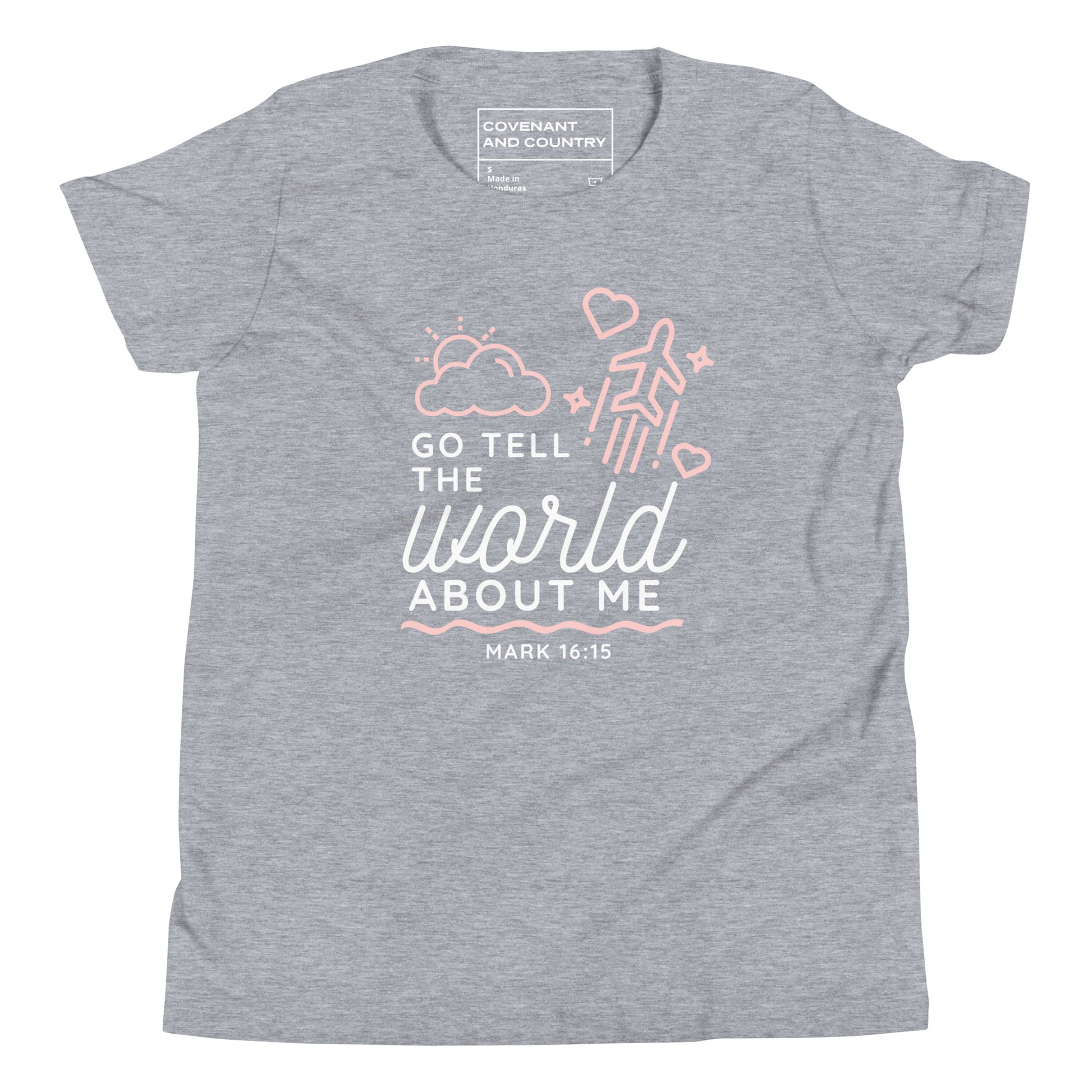 Go Tell The World About Me T-Shirt Youth Heather Light Grey