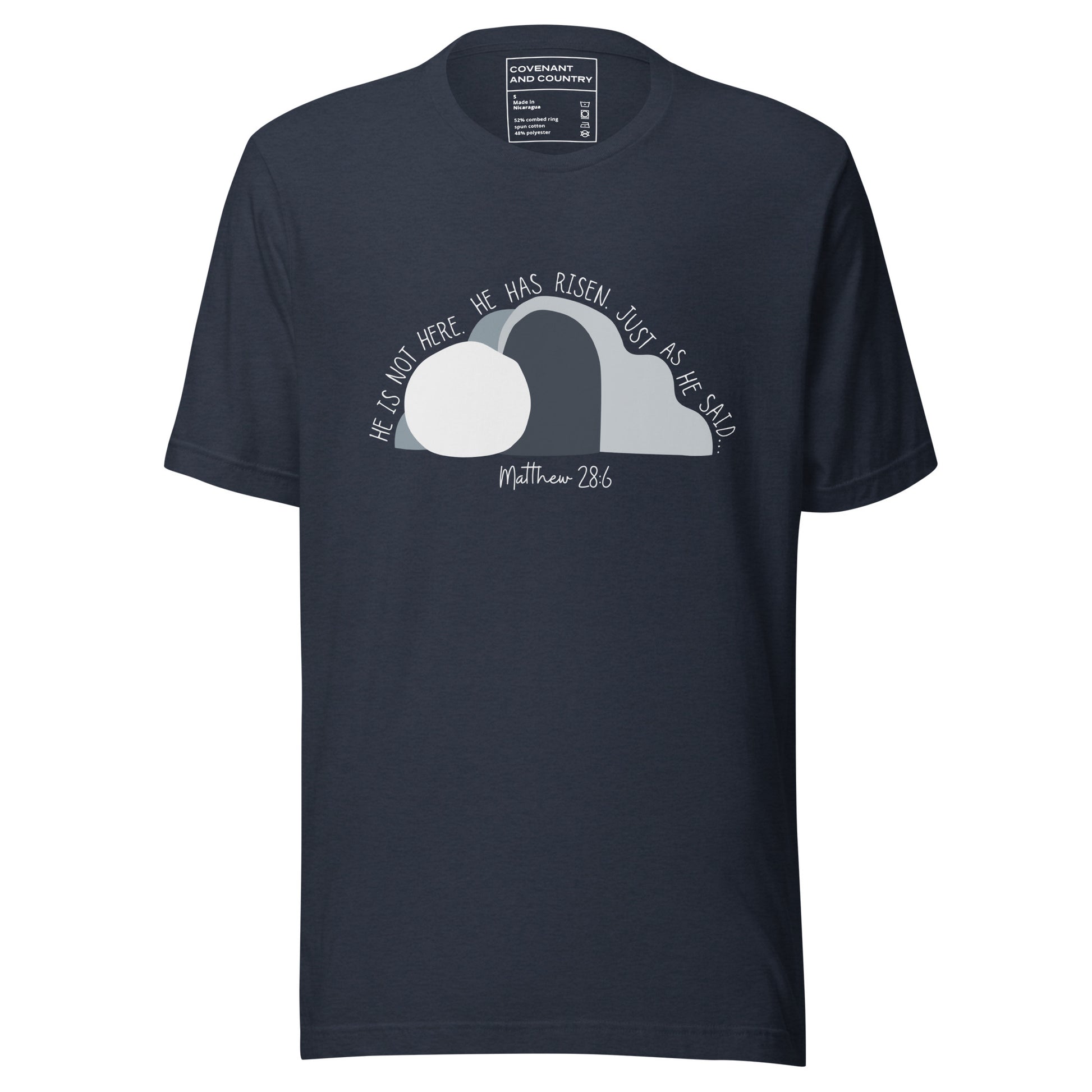He Is Risen T-Shirt Heather Navy