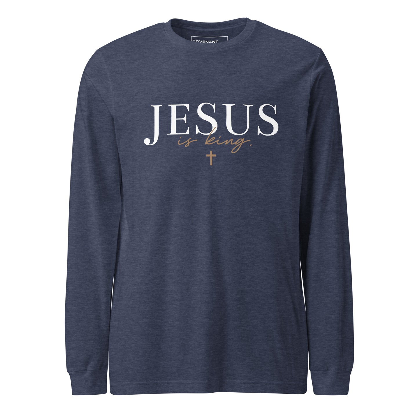 Jesus is King Long Sleeve T-Shirt Heather Navy