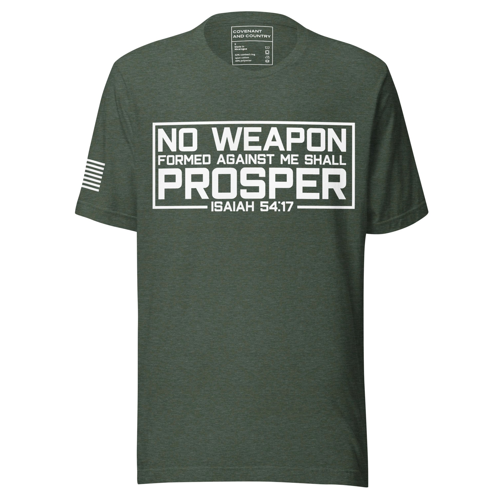 No Weapon Formed Heather Forest Green Front