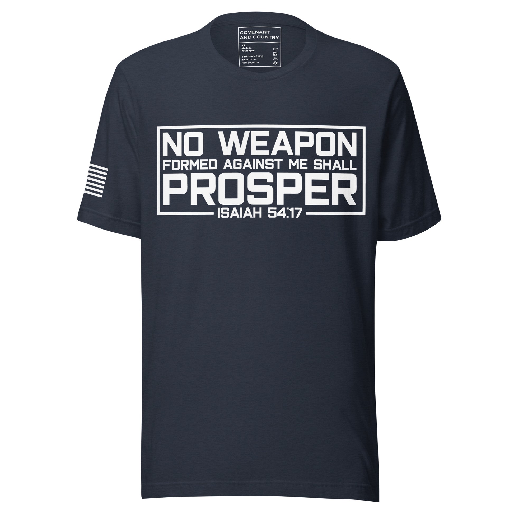 No Weapon Formed Heather Navy Front