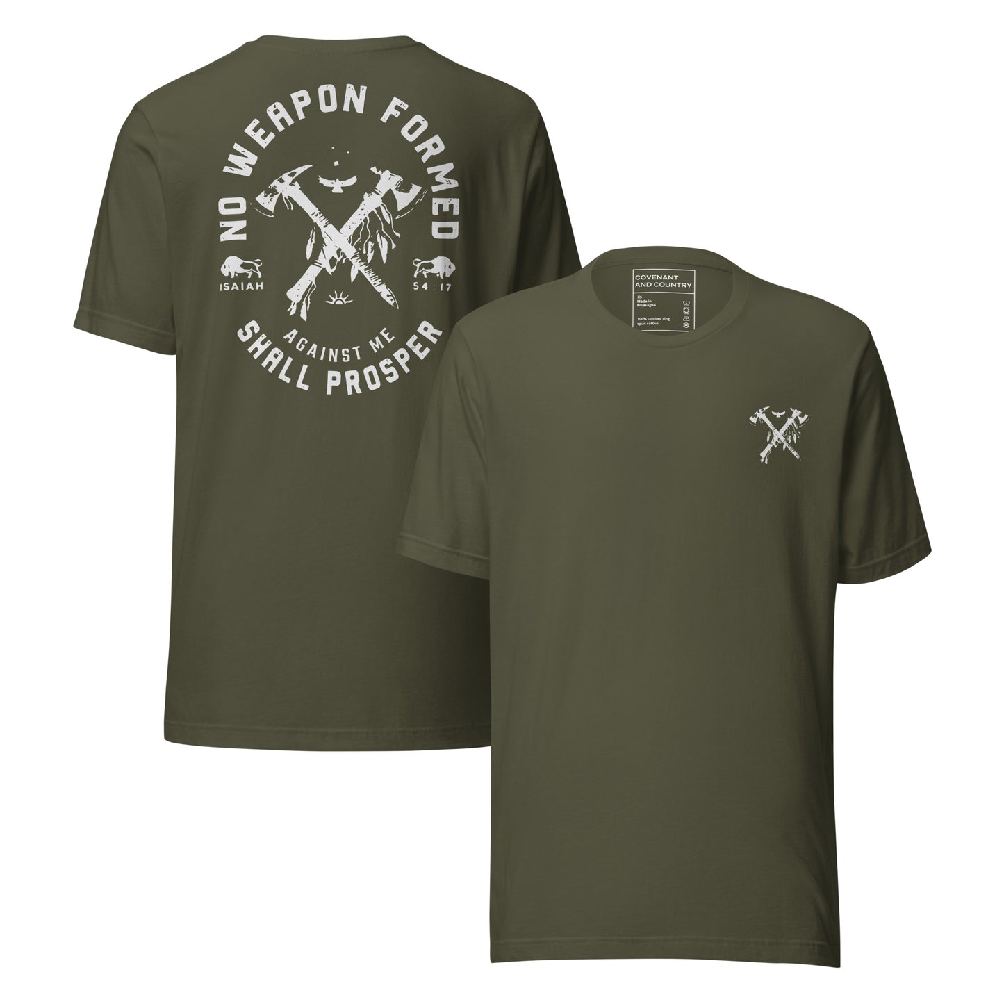 No weapon formed against me shall prosper military green t-shirt