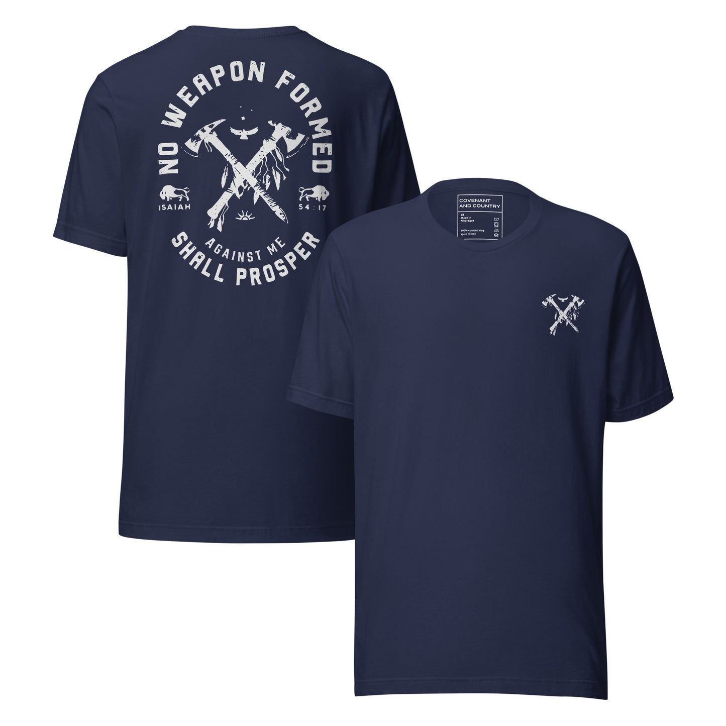 No weapon formed against me shall prosper navy t-shirt