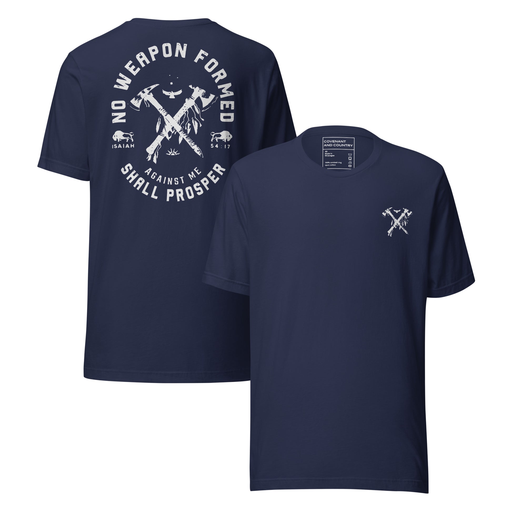 No weapon formed against me shall prosper navy t-shirt
