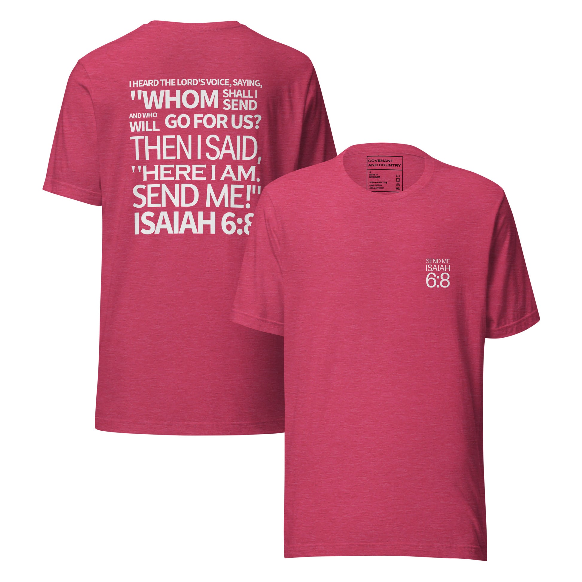Send Me Isaiah 6:8 Heather Raspberry T-Shirt