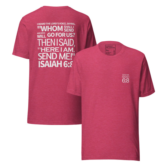 Send Me Isaiah 6:8 Heather Raspberry T-Shirt