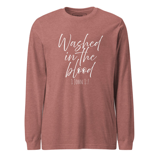 Washed in the Blood Heather Mauve Long Sleeve Shirt