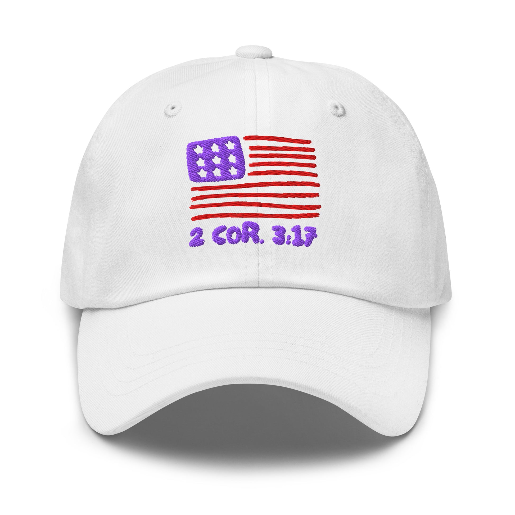 Classic Dad Hat White Front 2 Corinthians 3:17