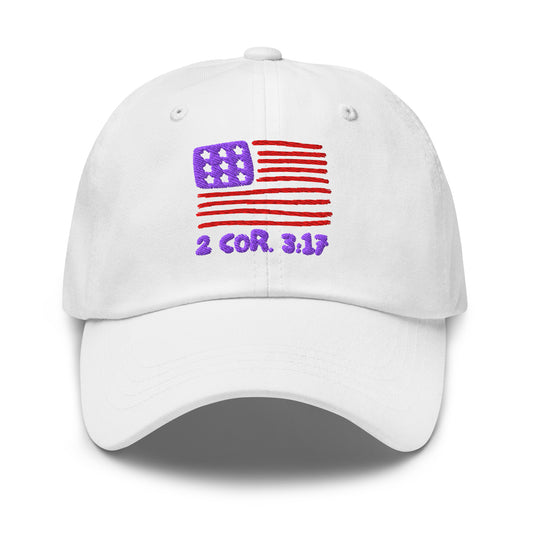 Classic Dad Hat White Front 2 Corinthians 3:17