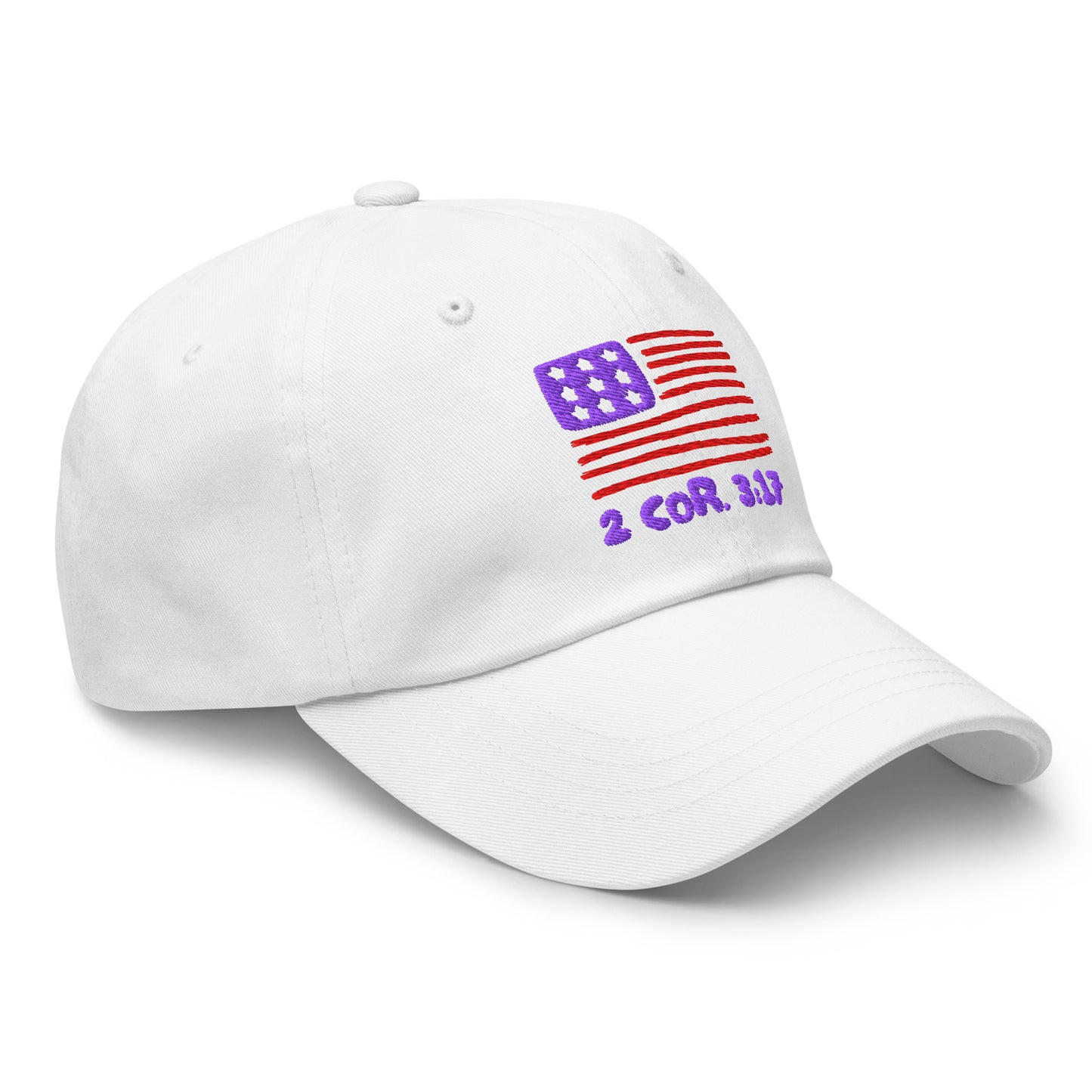 Classic Dad Hat White Side 2 Corinthians 3:17