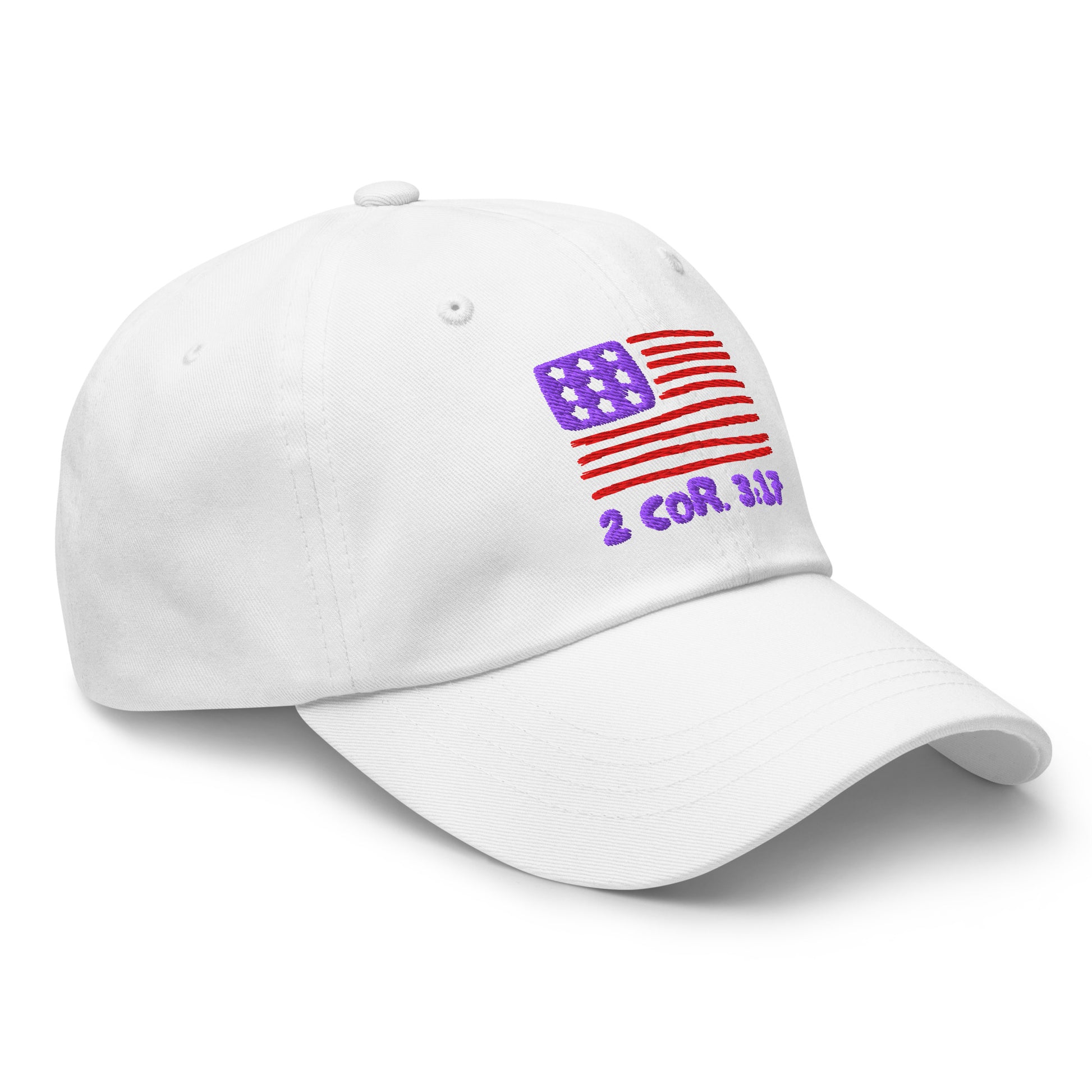 Classic Dad Hat White Side 2 Corinthians 3:17