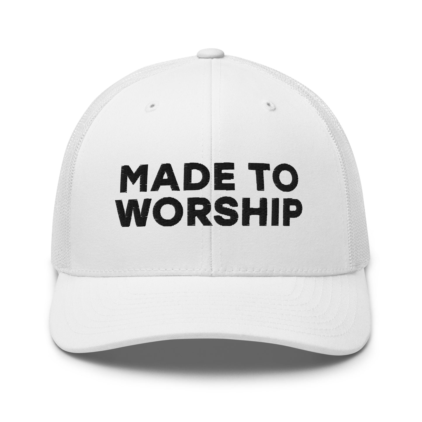 Retro Trucker Hat White Front Made To Worship